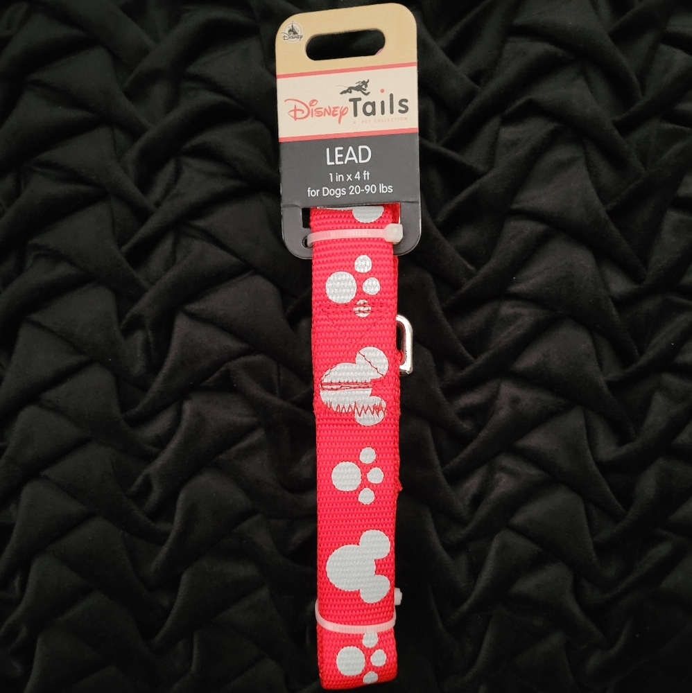 DISNEY TAILS LEAD RED MICKEY PAW PRINT DOG LEASH